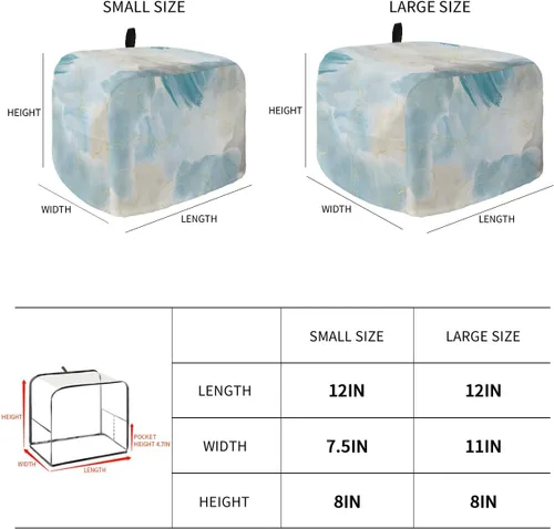 Vista 3 de Cubierta para tostadora de mármol verde azulado degradado de 2 rebanadas, protección para electrodomésticos de cocina pequeños con bucle, diseño