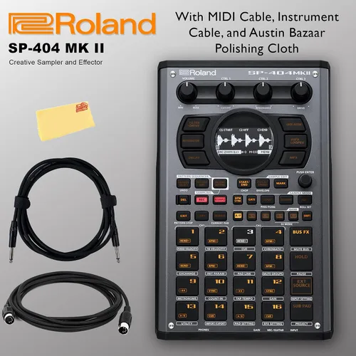 Vista 2 de Roland SP-404MKII Paquete creativo de muestreador y efector con cable MIDI, cable de instrumento y paño de pulido de Austin Bazaar