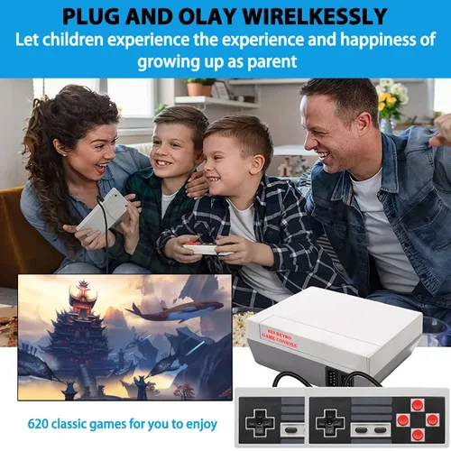 Vista 5 de SHEPUDRUC Retro Gaming Console with 620+ Built-in Games, Classic Retro Game Console AV And HDMI Output, 8-Bit Classic Video Gaming Consoles with 2