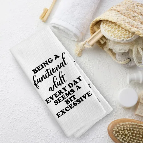 Vista 5 de Divertidos paños de cocina sarcásticos para adultos de 16 x 24 pulgadas, toallas decorativas absorbentes para el té de la cocina y el baño