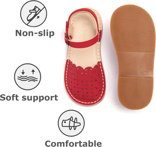 Vista 220 de THEE BRON Sandalias cómodas para niñas, zapatos para niños, sandalias rellenas