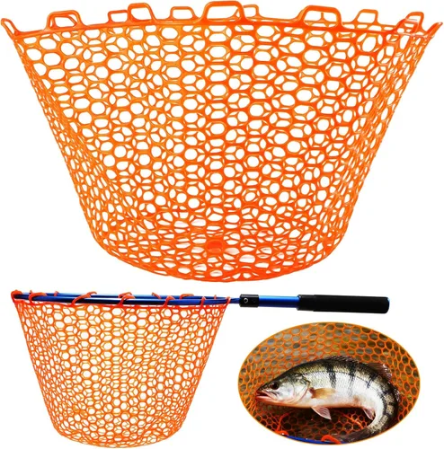 Vista 9 de Dovesun Red de Pesca de Goma, Red de Reemplazo Sin Mango, Redes de Pesca Transparentes Negras para Pesca de Mosca, Bolsa de Red de Aterrizaje