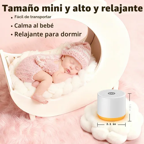 Vista 3 de Máquina portátil de ruido blanco, mini máquina de sonido con luz, 30 sonidos relajantes, recargable para adultos, bebés, niños, máquina de ruido