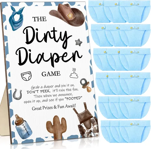 Vista 9 de Roowest 51 Piezas Juegos de Pañales Sucios para Baby Shower Letrero Divertido de Madera con 50 Piezas Mini Pañales de Fieltro Lindo para Fiesta