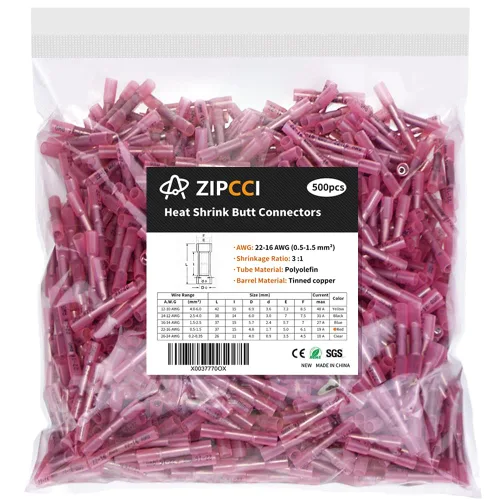 Vista 11 de Conectores a tope termorretráctiles de 12-10 AWG, 50 unidades, amarillos, impermeables, conectores de cable eléctrico, empalme, terminales