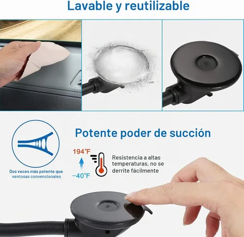 Vista 4 de Soporte para tablet de salpicadero de automóvil, cuello de cisne con brazo largo flexible para dispositivos de 4 a 13 pulgadas, iPad Pro Air Mini