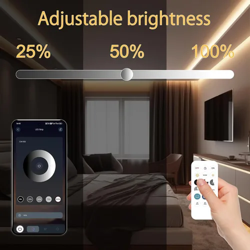 Vista 3 de AXMOTUT Tira de luces LED COB inteligentes de 9.84 pies, 24 V blanco cálido 2700 K, tiras de luz LED regulables, cinta de luz LED de alto brillo
