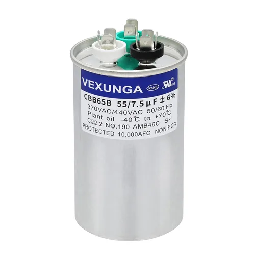 Vista 78 de VEXUNGA Capacitor Dual de Arranque Redondo A/C de 50/5 uF 50+5 MFD 370VAC o 440VAC CBB65 CBB65B Capacitores de Aire Acondicionado para Motor