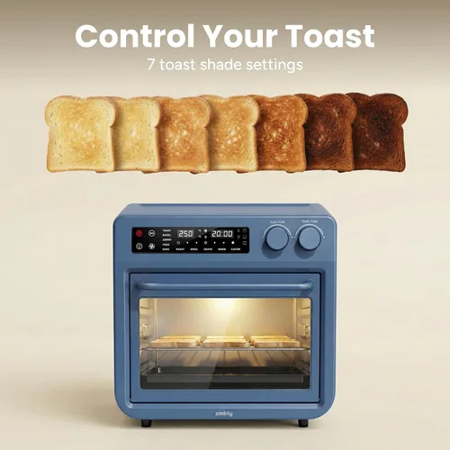 Vista 11 de SMIRLY Combo de horno tostador digital con freidora de aire, horno de encimera de convección de 25 L, multifunción 10 en 1 para pizza de 12 pulgadas