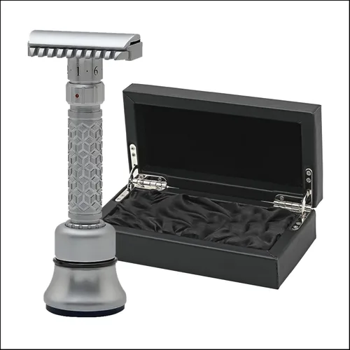 Vista 9 de Pearl Flexi - Maquinilla de afeitar de seguridad ajustable versión V12 – Maquinilla de afeitar de metal reutilizable hecha de 100% latón