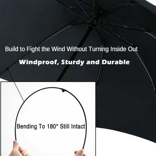 Vista 39 de LANBRELLA Paraguas plegable inverso compacto paraguas de viaje a prueba de viento automático
