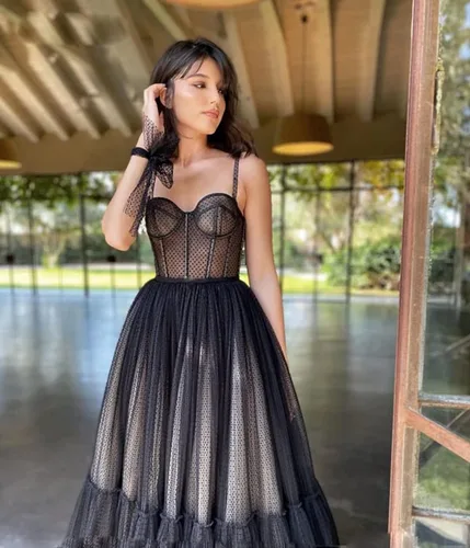 Vista 4 de Ci-ONE Madre de la novia vestido de novia Vintage punteado vestido de novia de la longitud del té vestidos de baile de la princesa