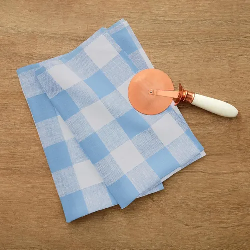 Vista 3 de Solino Home Blue Bell Linen - Juego de 2 paños de cocina de lino 100% puro a cuadros de 16.5 x 26.5 pulgadas con lazo para colgar, paño de cocina