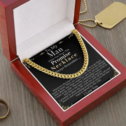 Vista 5 de MJG - Collar de promesa de cadena de regalo para noviomarido, regalo de Navidad para él de noviaesposa, collar de promesa para mi hombre, collar