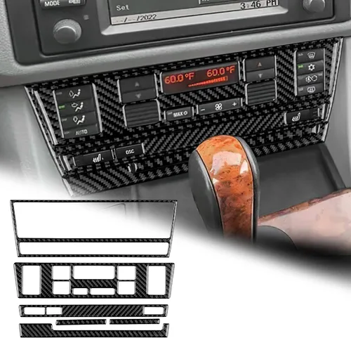 Vista 14 de AIRSPEED Para BMW M5 E39 Cubierta del marco de la caja del reposabrazos de la consola central, calcomanía de fibra de carbono accesorios interiores