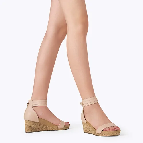 Vista 6 de Dream Pairs Sandalias de plataforma, con cuña y correa al tobillo, con hebilla y punta abierta, para mujer