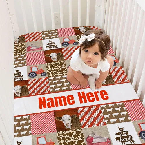 Vista 6 de Sábanas personalizadas para cuna de bebé con nombre, sábanas ajustadas personalizadas para cuna para bebés, juegos de ropa de cama de bebé, sábanas
