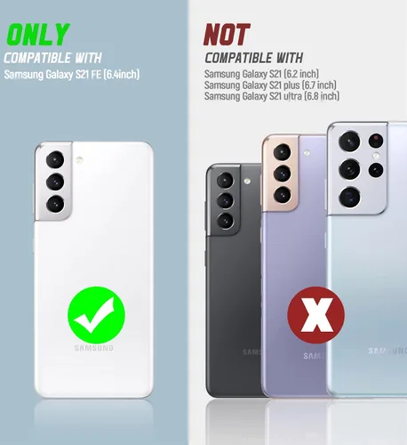 Vista 2 de Oterkin Funda para Samsung Galaxy S21 FE, resistente a prueba de golpes de grado militar con soporte y protector de pantalla de vidrio templado
