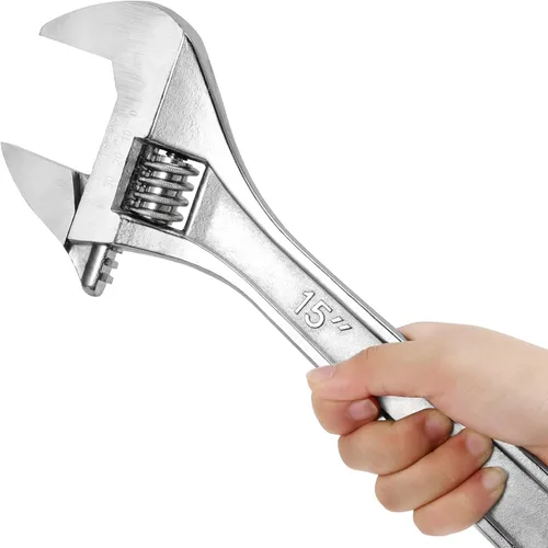 Vista 6 de HOIGON 2 llaves ajustables de 15 pulgadas, llaves de media luna resistentes con mandíbula ancha y mango ergonómico para mantenimiento de la máquina