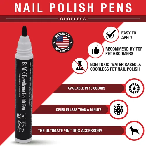 Vista 2 de Lápiz de pedicura Warren London Pawdicure, esmalte de uñas para perro, paquete de de 1, Negro