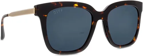 Vista 16 de DIFF Bella Designer - Gafas de sol cuadradas de gran tamaño para mujer, 100% protección UVA/UVB, colores de moda de moda Tortoise
