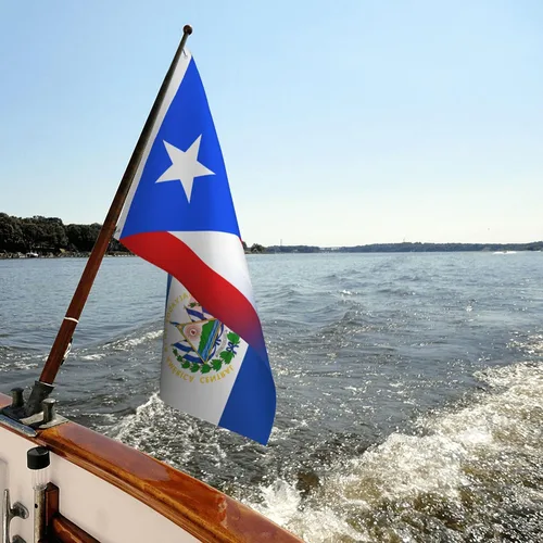 Vista 6 de Civilos Bandera de Puerto Rico y El Salvador de 3 x 5 pies de nylon para exteriores/interiores con ojales de latón