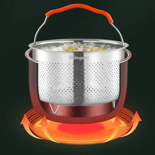 Vista 5 de Cesta de vapor para olla instantánea 18/8 de acero inoxidable colador cesta accesorios para olla a presión (2L)