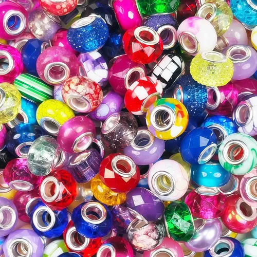 Vista 26 de 60 Piezas Cuentas Espaciadoras de Agujero Grande Cuentas Negras Surtidas Europeas para Manualidades Cuentas Grandes de Agujero Grande Lampwork