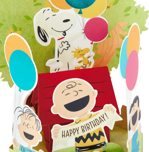 Vista 5 de Hallmark Paper Wonder Peanuts - Tarjeta de cumpleaños desplegable (Snoopy, Charlie Brown, Día lleno de diversión)