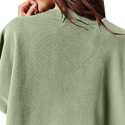 Vista 5 de Sudadera plisada fluida para mujer, vestido de sudadera de gran tamaño, cuello redondo, manga larga, sin botones, Ofertas de de C-green
