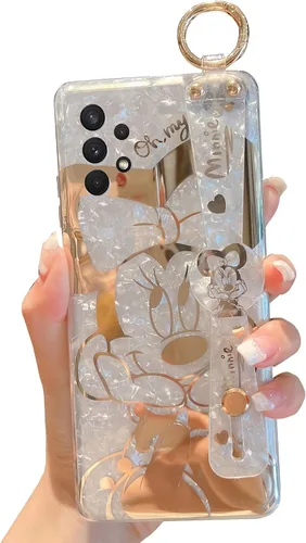 Vista 11 de para Galaxy A05s Funda con Correa para Muñeca y Soporte de Patada, Cubierta Ultra Delgada con Patrón de Animales IMD, Protección a Prueba de Golpes