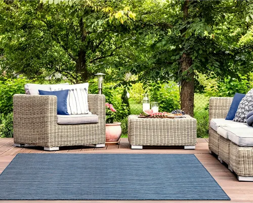 Vista 16 de Liora Manne Carmel - Alfombra tejida de perfil bajo de fácil cuidado para interiores y exteriores, color aguamarina, 6 pies 6 pulgadas x 9 pies 4