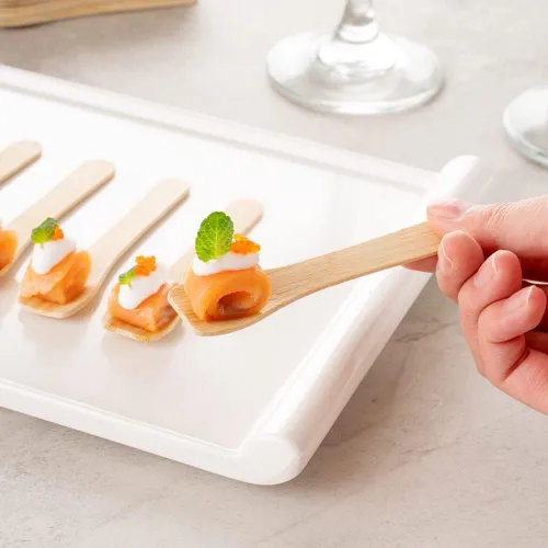 Vista 5 de Restaurantware Eco Luxe - Cucharas de degustación de 3.5 pulgadas, 1000 cucharas desechables para helado, resistentes para alimentos calientes