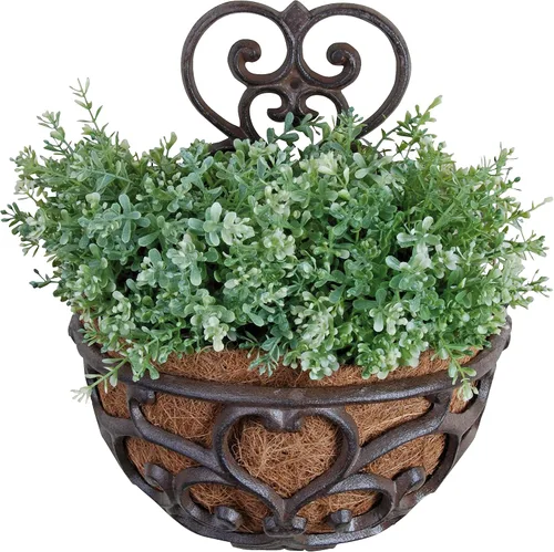 Vista 3 de Esschert Design USA BPH51 - Maceta de pared de hierro fundido semicircular