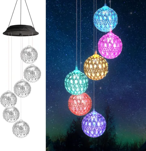 Vista 14 de Regalos de cumpleaños para mujeres, mamá, abuela, regalos de jardinería para mujeres, campanillas de viento solares de ángel para exteriores
