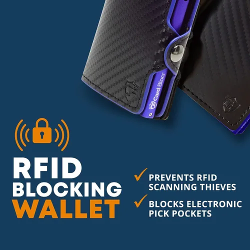 Vista 2 de Conceal Plus Tarjetero de bloqueo de tarjetas de crédito con bloqueo RFID, delgado, minimalista, tarjetero de cuero, fibra de carbono o fundas