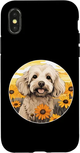 Vista 4 de iPhone 15 Cute Cockapoo in Spring Flower Garden Colorful Puppy Dog Case