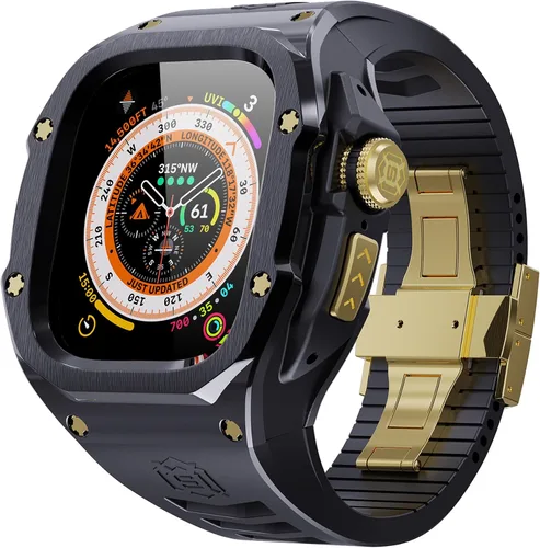 Vista 12 de VeveXiao - Funda resistente con correa compatible con Apple Watch Ultra 2 bandas de 49mm, funda protectora de metal con correa de repuesto de goma