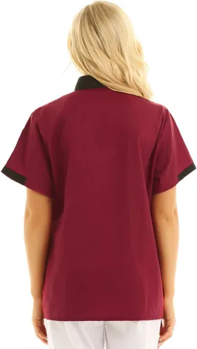 Vista 4 de Chaqueta de chef de manga corta para hombre y mujer, uniforme de restaurante