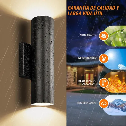 Vista 4 de GoBright Luces de pared al aire libre, cilindro integrado 12W LED arriba