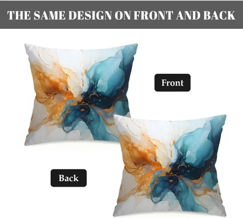 Vista 4 de Juego de 2 fundas de almohada impermeables para exteriores, 16 x 16 pulgadas, fundas de almohada decorativas de patio para muebles de jardín, sofá