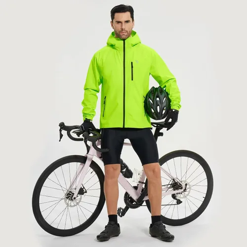Vista 6 de BALEAF Chaqueta impermeable de ciclismo para hombre, rompevientos, plegable, equipo de correr, ligero, reflectante