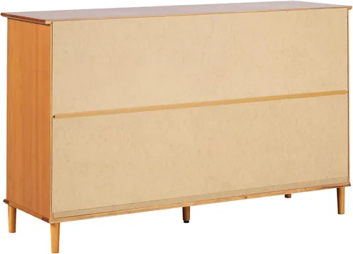 Vista 8 de Walker Edison Cómoda moderna de madera maciza con 6 cajones para almacenamiento de dormitorio, 57 pulgadas, color caramelo Caramelo-t