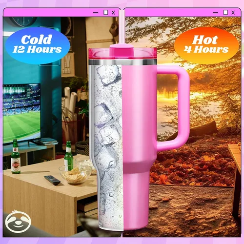 Vista 13 de Hey, Stan Vaso de 40 onzas con asa y popote Botella de agua reutilizable de acero inoxidable con aislamiento térmico Taza de viaje apta