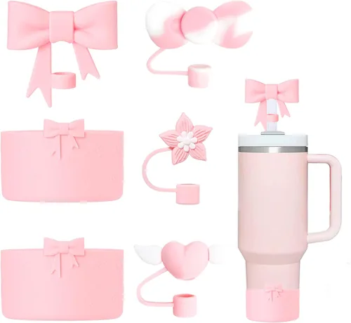 Vista 11 de Stanley - Juego de accesorios para vasos que incluye 4 fundas de silicona para popotes Stanley Cup de 0.394 in/0.4 pulgadas, 2 botas de lazo