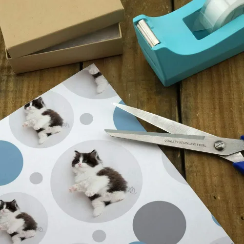 Vista 3 de GRAPHICS & MORE Rollo de papel de regalo de alta calidad con diseño de gato persa y blanco