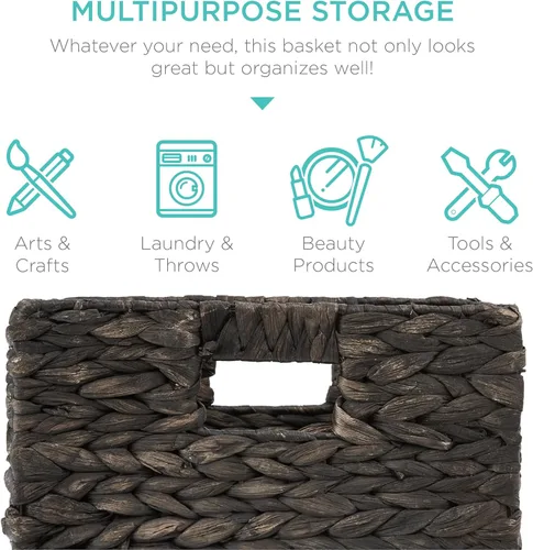 Vista 5 de Best Choice Products Paquete de 5 cestas de almacenamiento cúbicas de 10.5x10.5 pulgadas, organizadores multipropósito plegables de jacinto de agua
