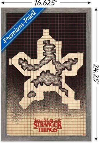 Vista 3 de Trends International Netflix Stranger Things: Season 4 - Póster de pared con mapa de Hellfire Club, 14.725 x 22.375 pulgadas, versión enmarcada