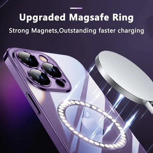 Vista 5 de Funda magnética transparente para iPhone 14 Pro Max con protector de lente de cámara, [compatible con MagSafe] a prueba de golpes, delgada Negro