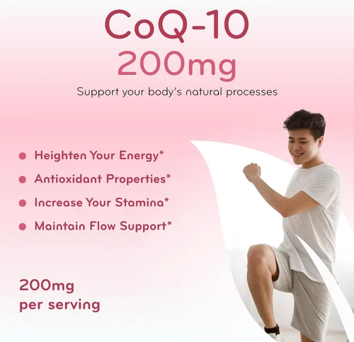 Vista 3 de Cápsulas blandas CoQ10 de 200 mg – Coenzima de absorción rápida Q10 200 mg Potente antioxidante para energía cardíaca y apoyo al envejecimiento